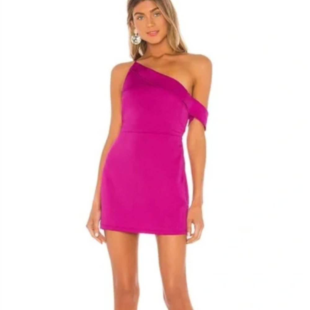 Superdown Keyonne Pink One-Shoulder Cocktail Dress